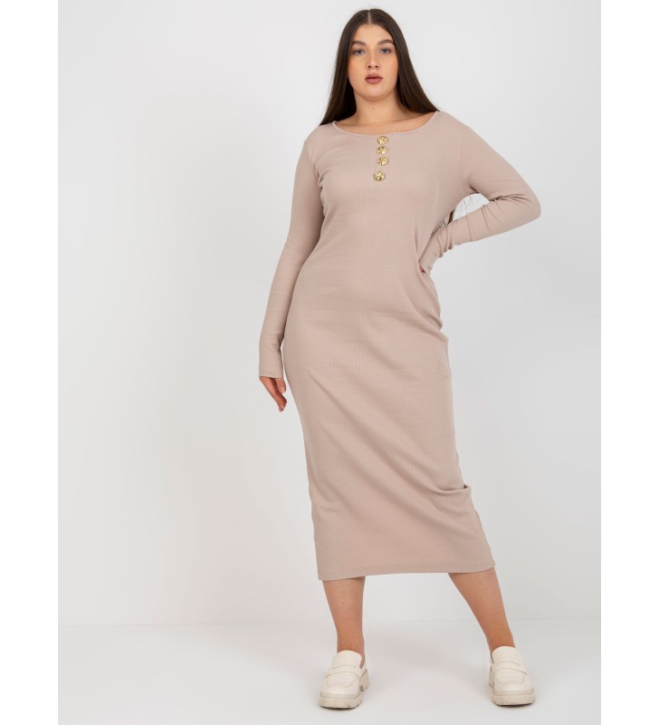 Sukienka plus size FA-SK-0244.96 beżowy