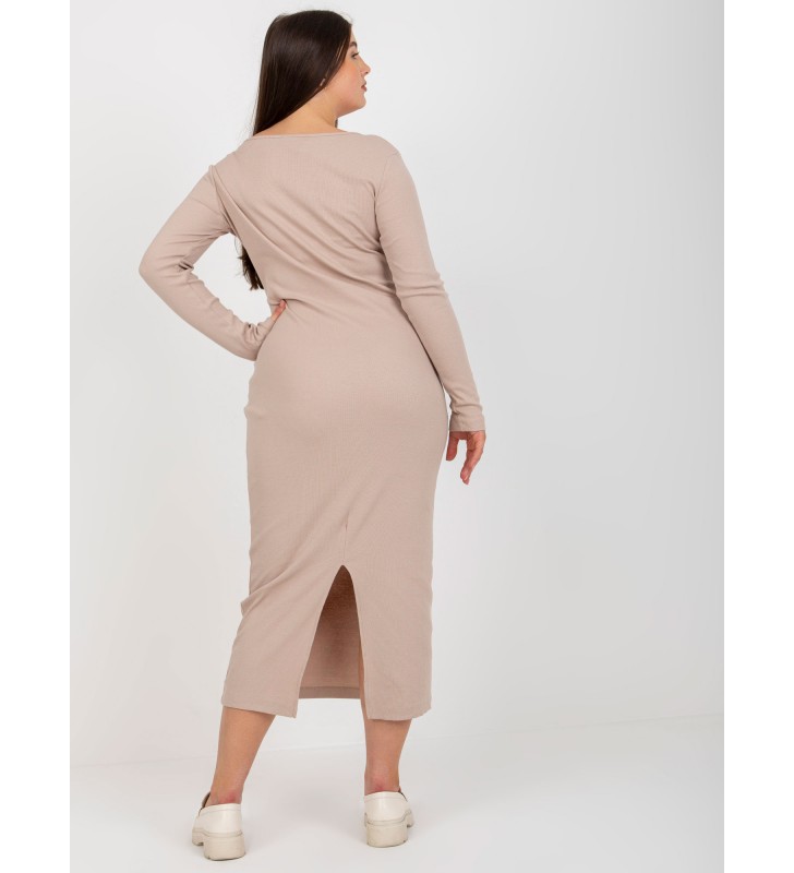 Sukienka plus size FA-SK-0244.96 beżowy