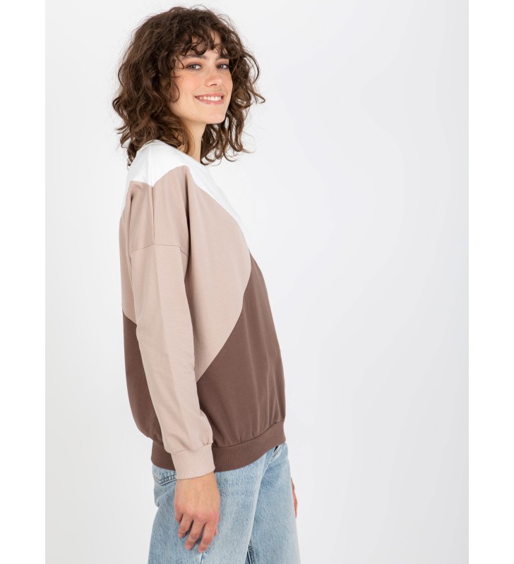 Bluza bez kaptura RV-BL-8463.41P biało-brązowy