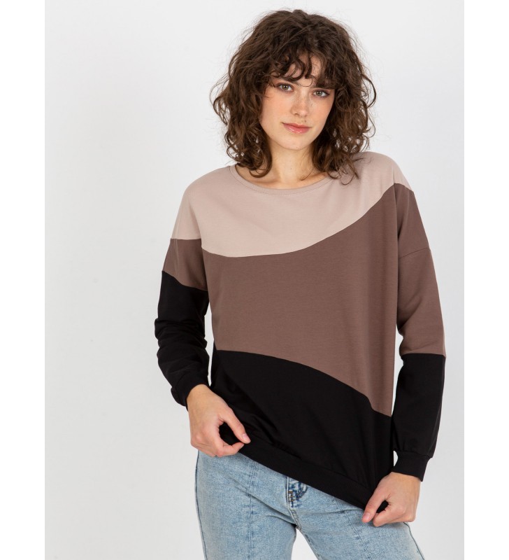 Bluza bez kaptura RV-BL-8430.61P czarno-beżowy