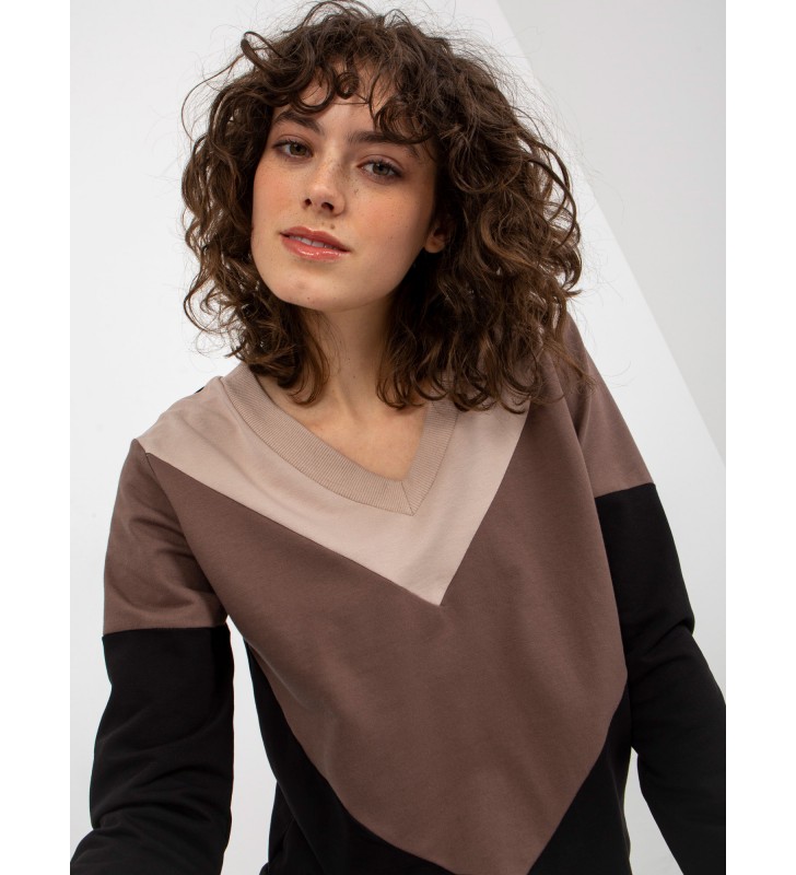 Bluza bez kaptura RV-BL-8452.40P czarno-beżowy