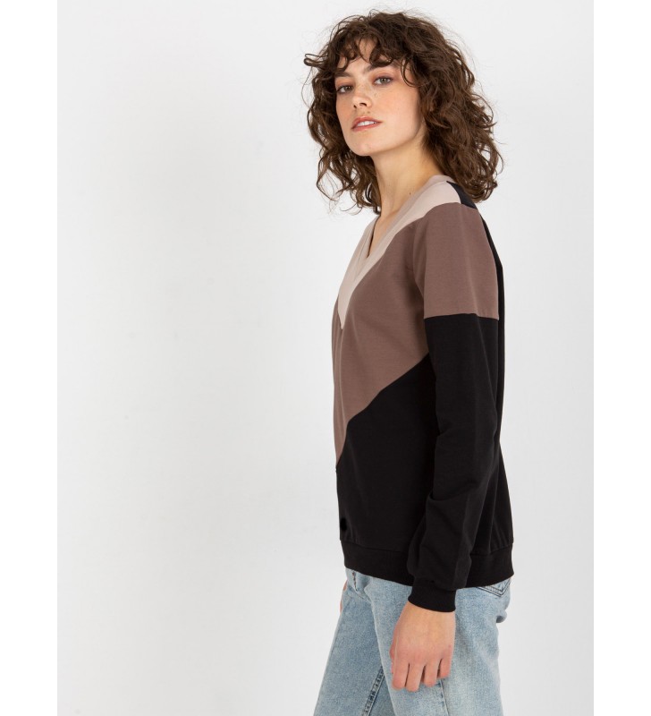 Bluza bez kaptura RV-BL-8452.40P czarno-beżowy