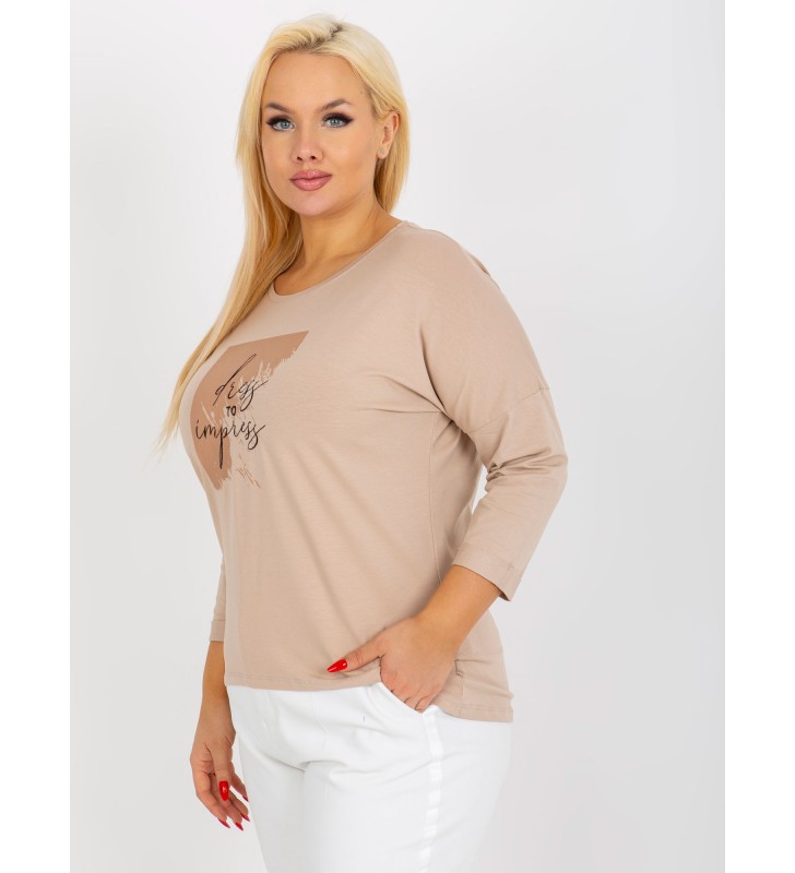 Bluzka plus size RV-BZ-8484.15P beżowy