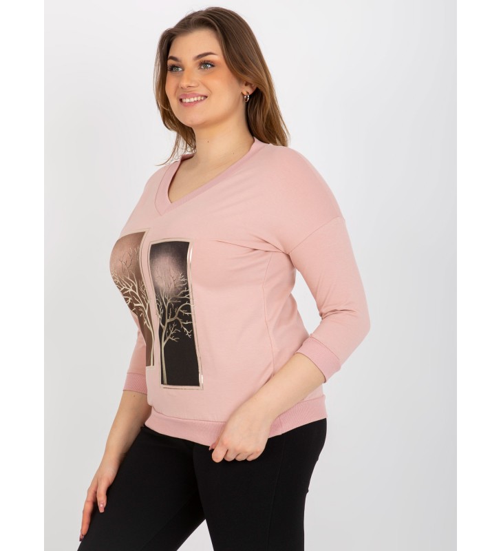 Bluzka plus size RV-BZ-8472.97 jasny różowy