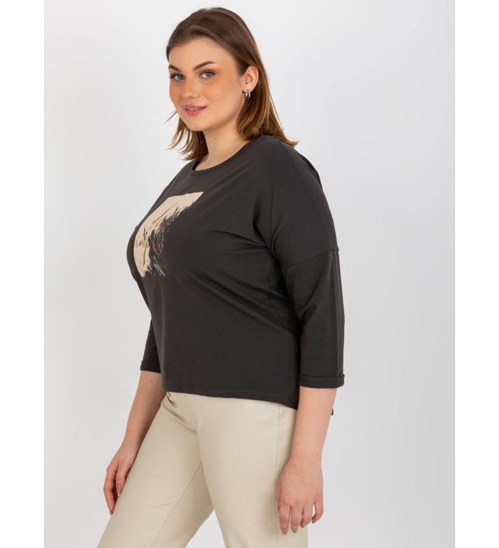 Bluzka plus size RV-BZ-8484.15P ciemny khaki