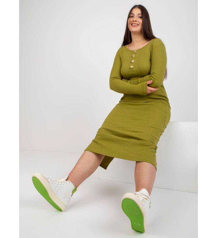 Sukienka plus size FA-SK-0244.96 oliwkowy