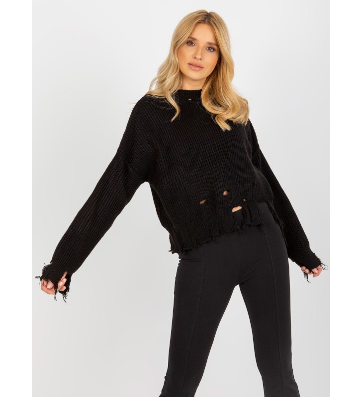 Sweter asymetryczny LC-SW-0373.95P czarny