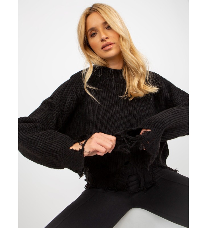 Sweter asymetryczny LC-SW-0373.95P czarny