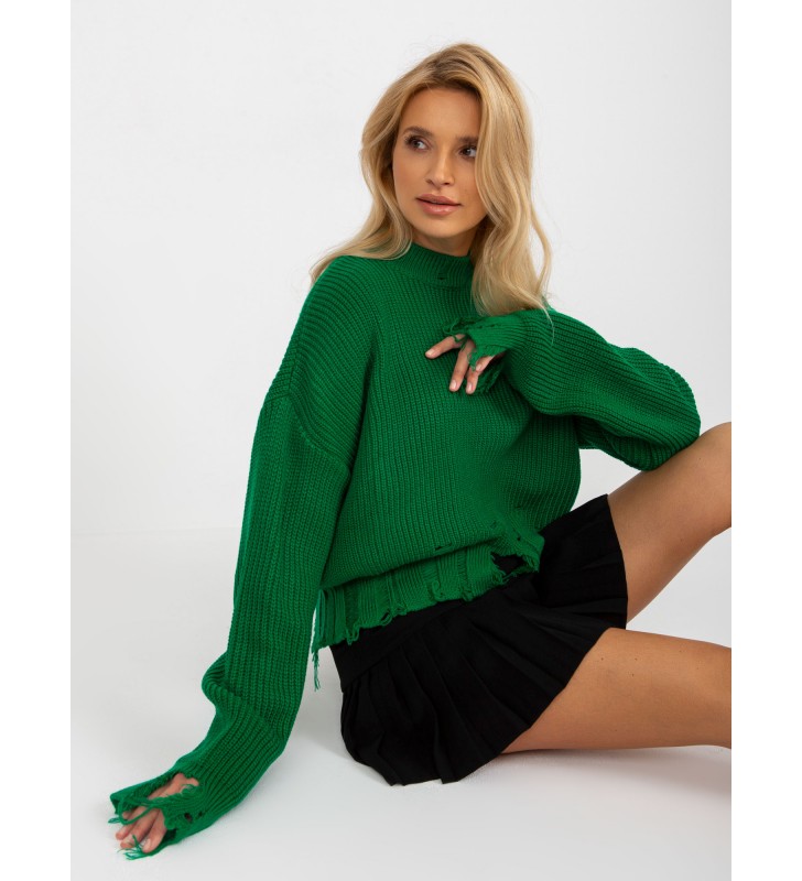 Sweter asymetryczny LC-SW-0373.95P zielony