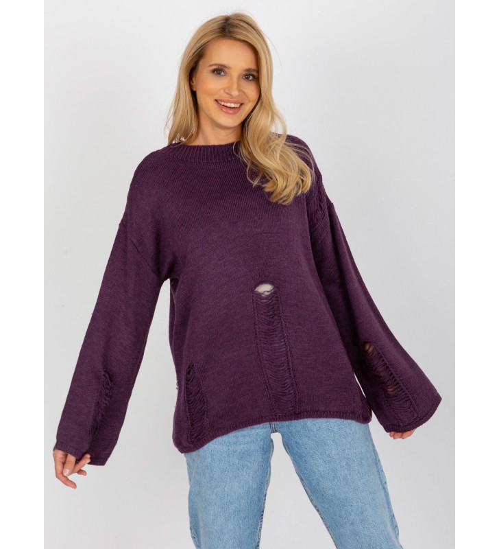 Sweter oversize BA-SW-8043.03 ciemny fioletowy