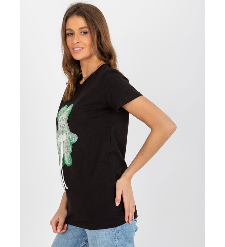 T-shirt z aplikacją FA-TS-8500.19P czarno-zielony