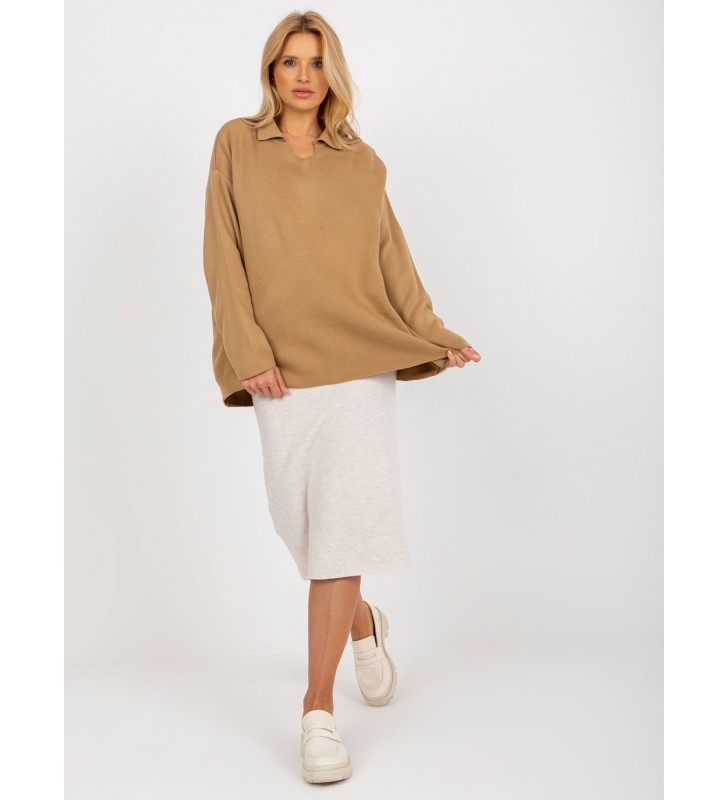 Sweter oversize LC-SW-2261.00P camelowy