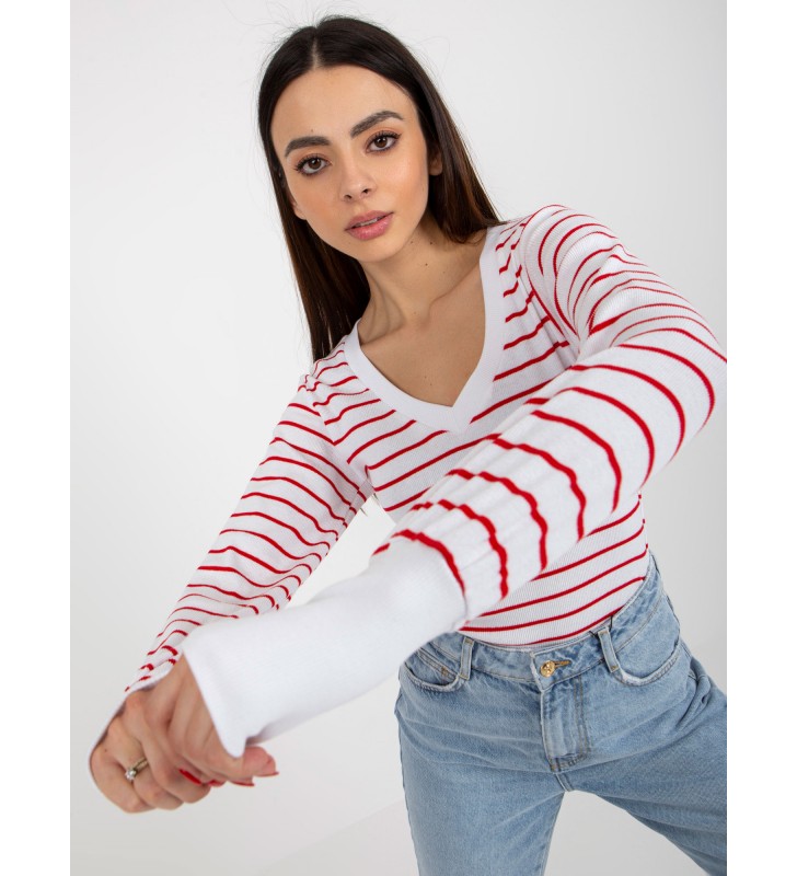 Bluzka longsleeves RV-BZ-8613.15X biało-czerwony