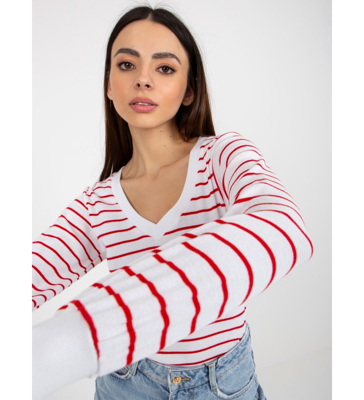 Bluzka longsleeves RV-BZ-8613.15X biało-czerwony