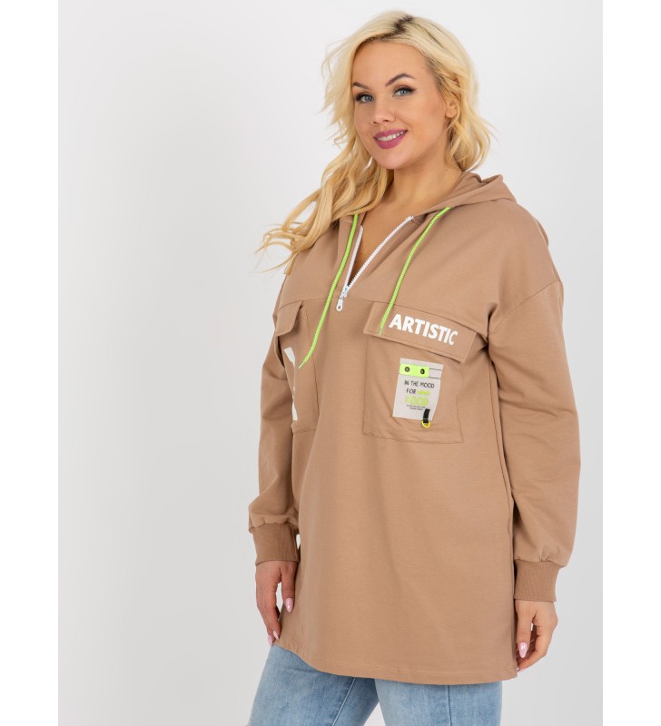 Bluza plus size RV-BL-8258.34 camelowy