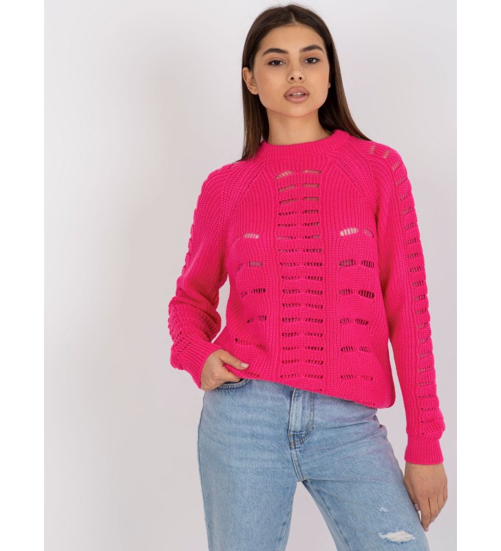 Sweter oversize BA-SW-8056.21P fluo różowy