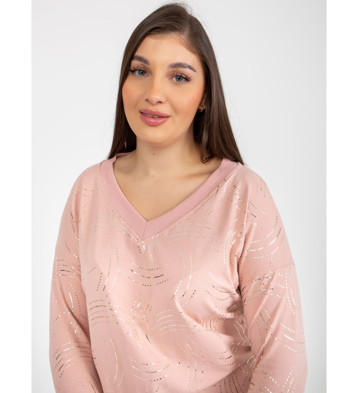 Bluzka plus size RV-BZ-8514.04P jasny różowy