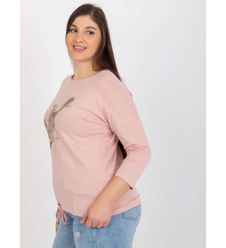 Bluzka plus size RV-BZ-8557.66P jasny różowy