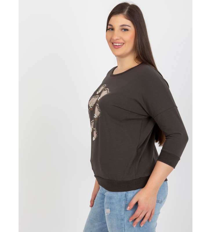 Bluzka plus size RV-BZ-8555.03P ciemny khaki