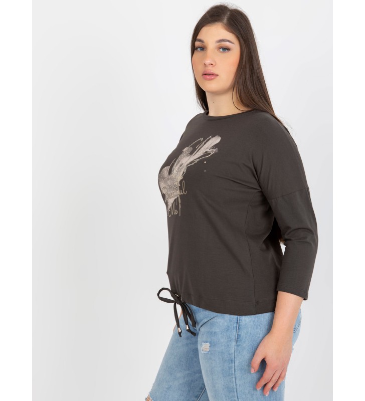 Bluzka plus size RV-BZ-8557.66P ciemny khaki