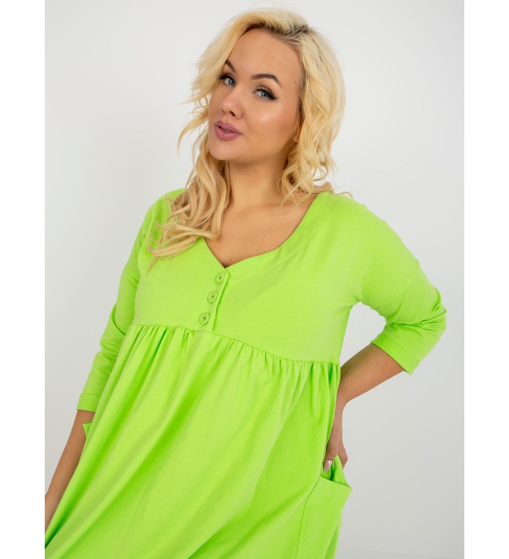 Sukienka plus size RV-SK-8529.37P limonkowy