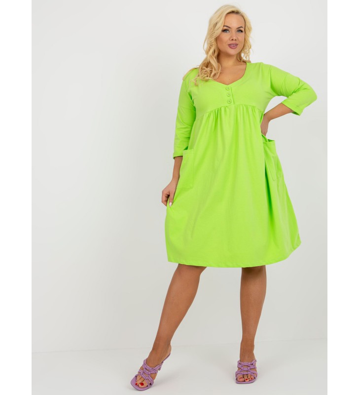 Sukienka plus size RV-SK-8529.37P limonkowy