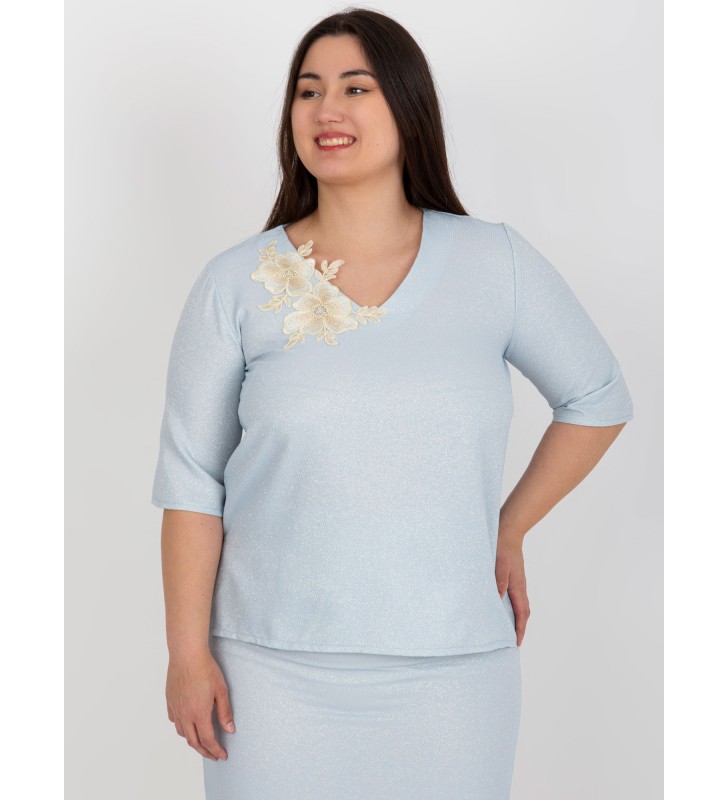 Bluzka plus size LK-BZ-506692.32 jasny niebieski