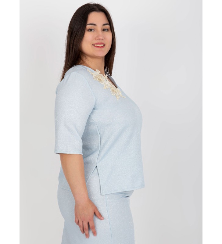 Bluzka plus size LK-BZ-506692.32 jasny niebieski