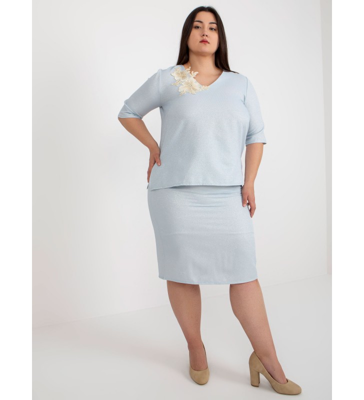 Bluzka plus size LK-BZ-506692.32 jasny niebieski