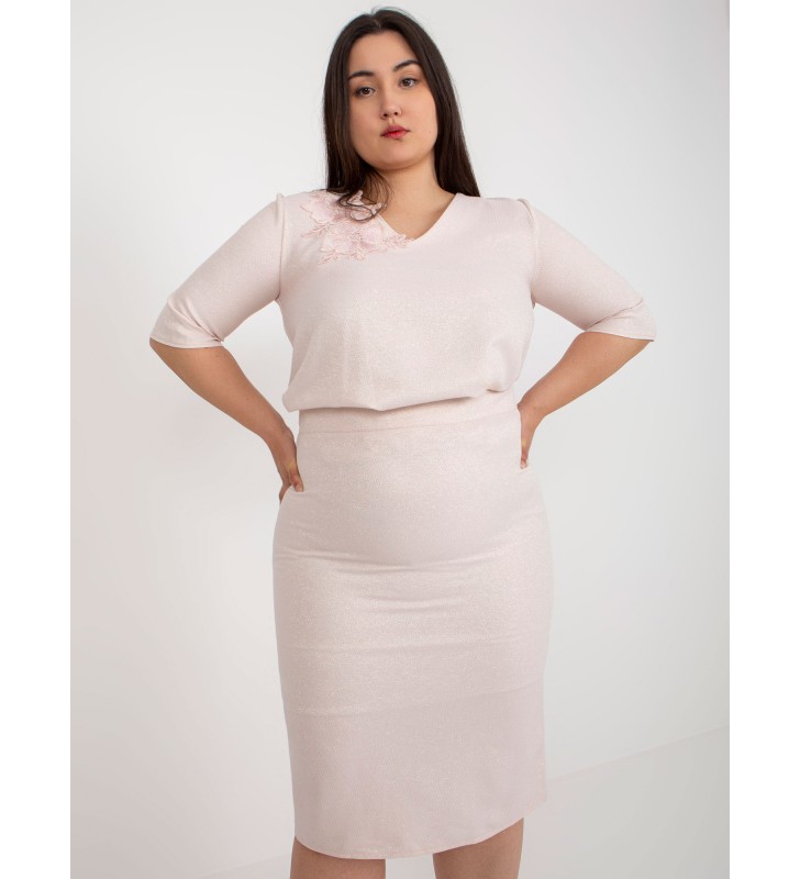 Spódnica plus size LK-SD-506697.95 jasny różowy