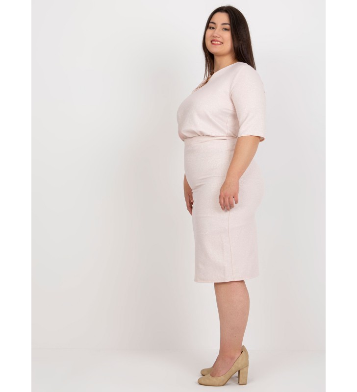 Spódnica plus size LK-SD-506697.95 jasny różowy