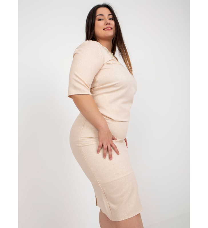 Spódnica plus size LK-SD-506697.95 brzoskwiniowy