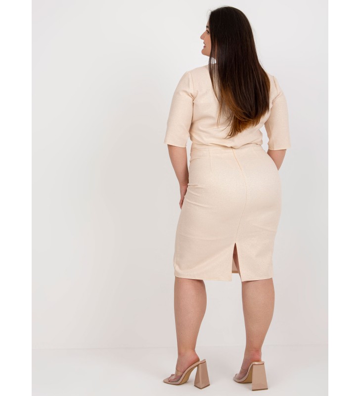 Spódnica plus size LK-SD-506697.95 brzoskwiniowy