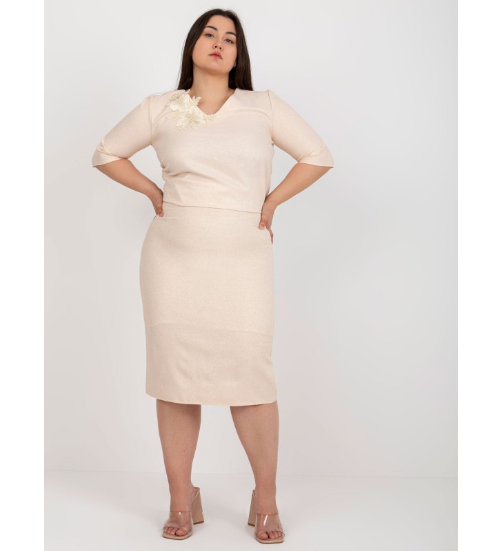 Spódnica plus size LK-SD-506697.95 brzoskwiniowy