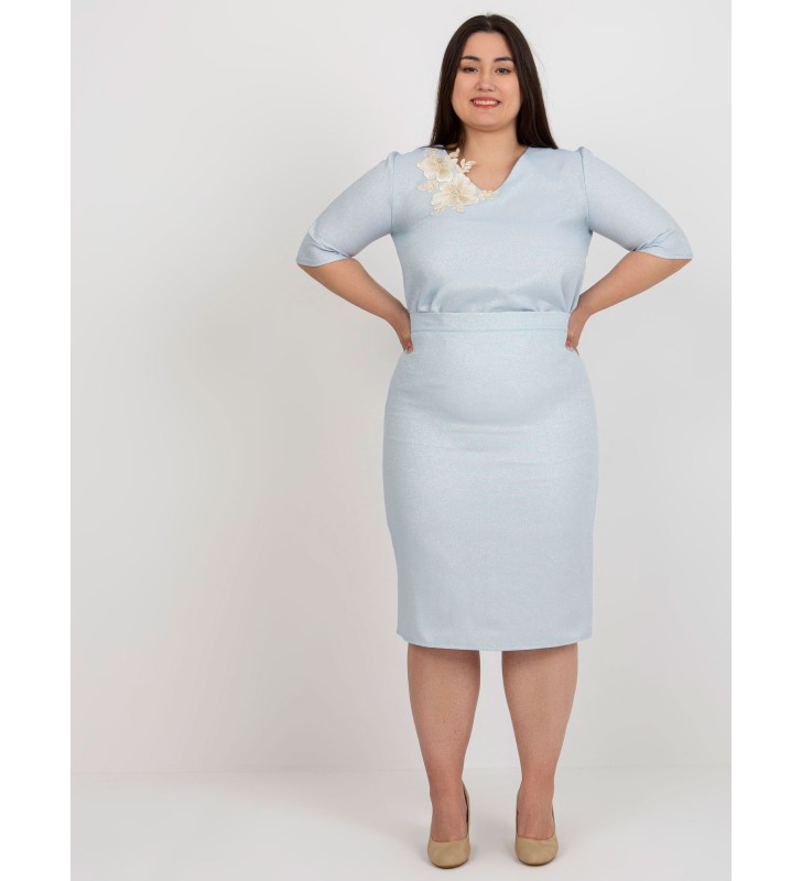 Spódnica plus size LK-SD-506697.95 jasny niebieski