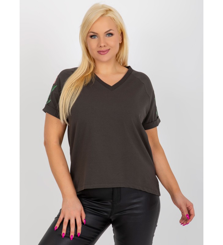 Bluzka plus size RV-BZ-8542.36 ciemny khaki