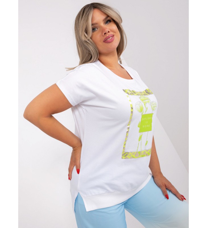 Bluzka plus size RV-BZ-8738.80 biało-zielony