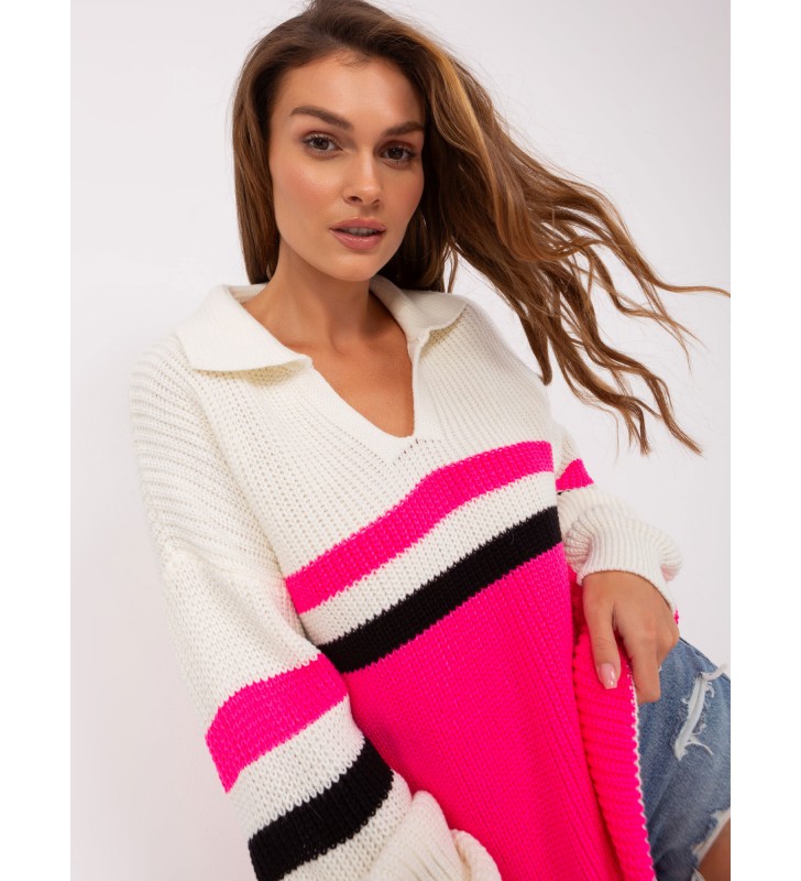 Sweter oversize BA-SW-8054.91P fluo różowy