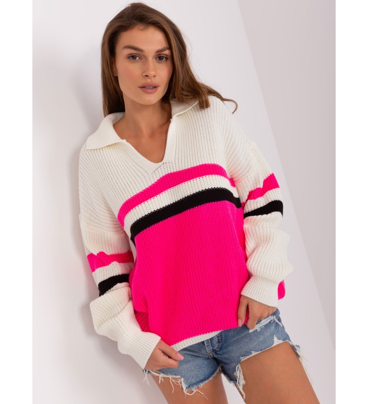 Sweter oversize BA-SW-8054.91P fluo różowy