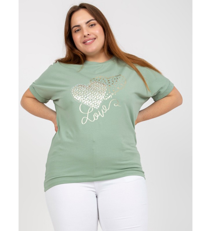 T-shirt plus size RV-TS-7660.88P pistacjowy