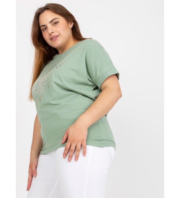 T-shirt plus size RV-TS-7660.88P pistacjowy