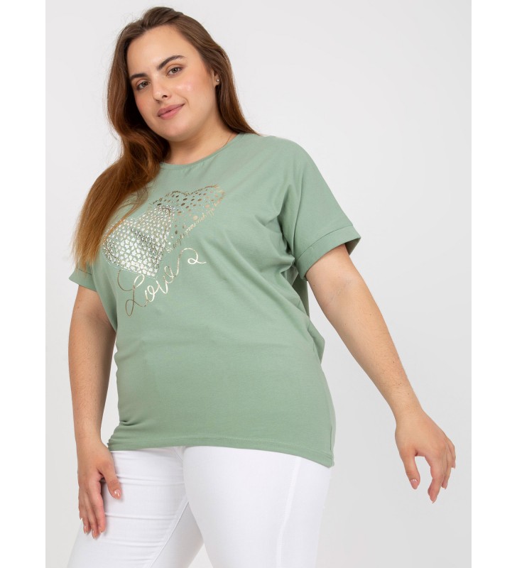 T-shirt plus size RV-TS-7660.88P pistacjowy