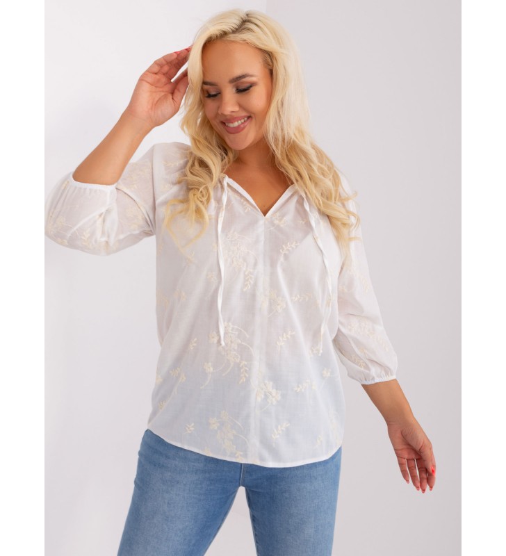 Bluzka plus size LK-BZ-509324.50P biało-beżowy