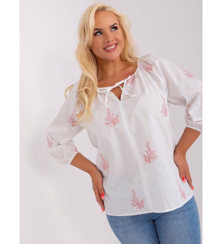 Bluzka plus size LK-BZ-509324-1.81P biało-różowy