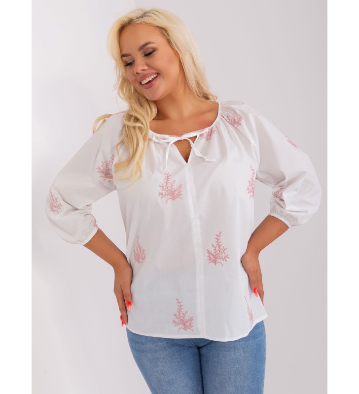 Bluzka plus size LK-BZ-509324-1.81P biało-różowy