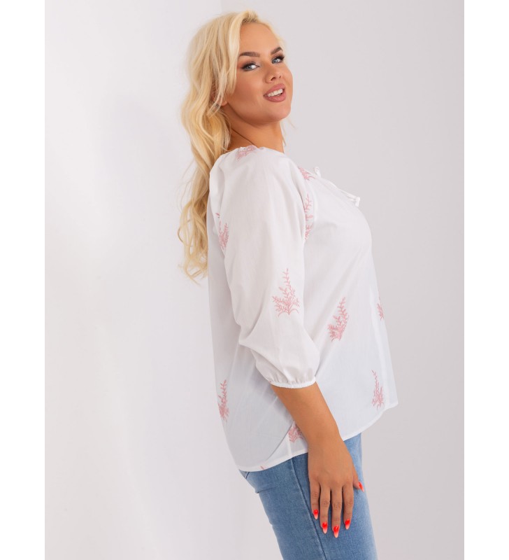 Bluzka plus size LK-BZ-509324-1.81P biało-różowy