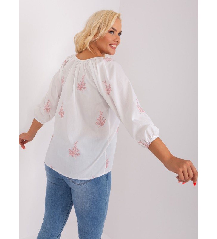 Bluzka plus size LK-BZ-509324-1.81P biało-różowy