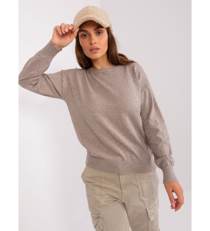 Sweter klasyczny AT-SW-2325.95P ciemny bezowy