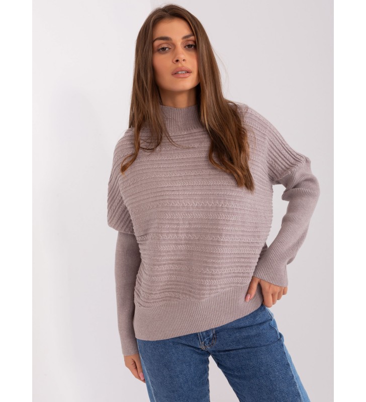 Sweter asymetryczny AT-SW-2368.36X ciemny bezowy