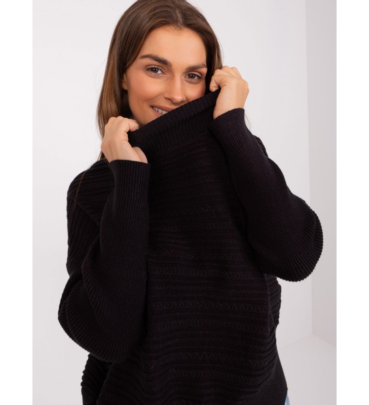 Sweter asymetryczny AT-SW-2368.36X czarny